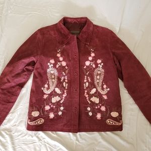 Brandon Thomas Womens Suede Leather Paisley Jacket size Medium